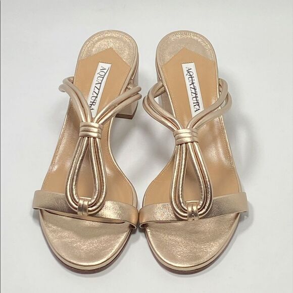 Aquazzura Palisades Metallic Leather Sandals size 38.5 - Picture 5 of 12